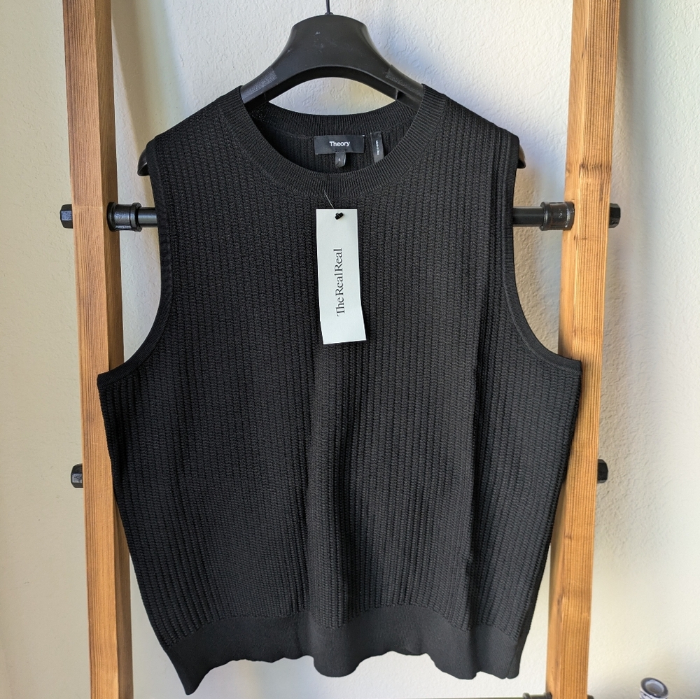 Theory Women's Black Knit Vest / Sleeveless Top - Size L